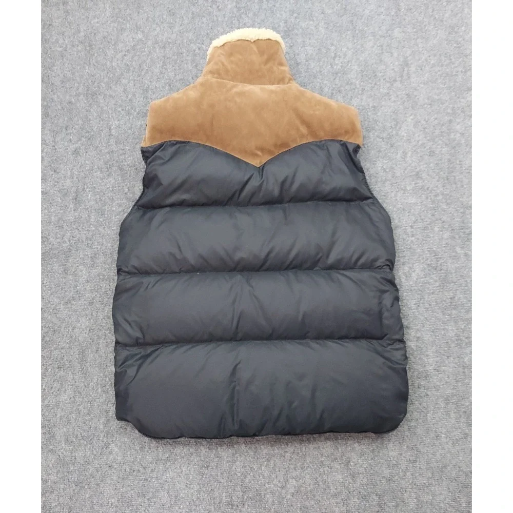 Denim & Supply Ralph Lauren Vest Mens Large Navy Brown Western Sherpa Collar